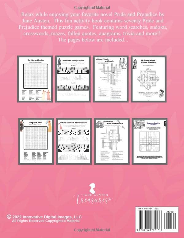 Miniatura 2 de Pride and Prejudice Puzzle Book Based on the Novel By Jane Austen Word Search, Crossword Puzzles, Anagrams, Trivia, Unscramble Words, Sudoku, Quote