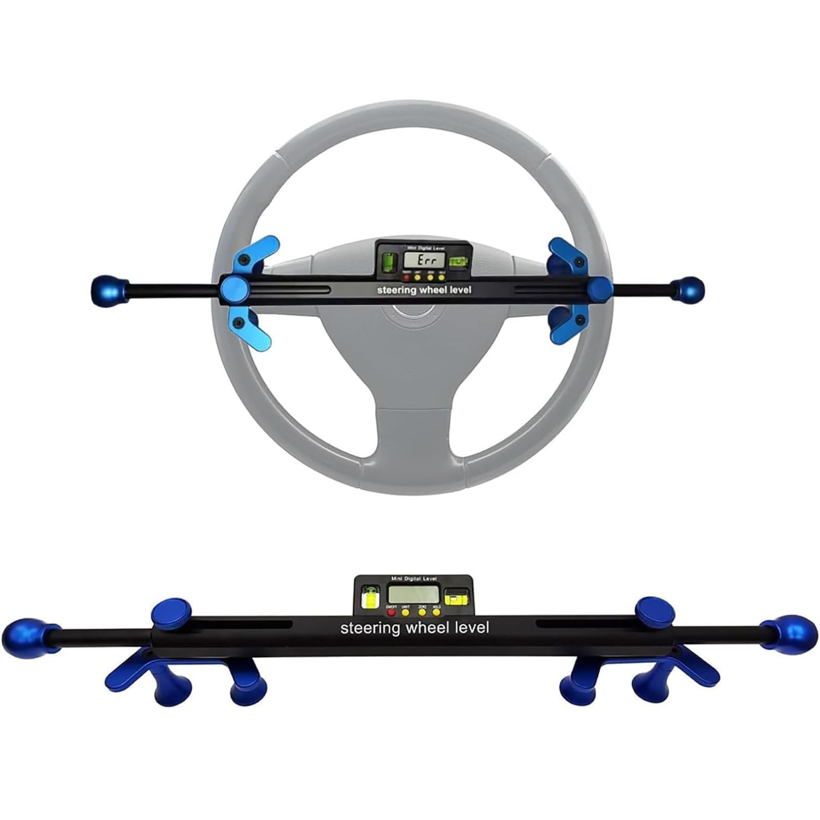 Alineador de volante de coche - Nivel digital con posicionamiento electrónico ± 90°, 19-37 cm ajustable, 4 modos de medición para reparación de vehículos