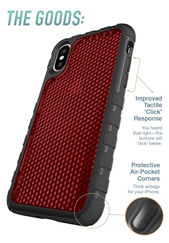 Silk Iphone X Tough Case - Silk Armor Protective Rugged Grip Cover - Guardzilla - Includes Tempered Glass Screen Protector - Crimson Red #TOP3