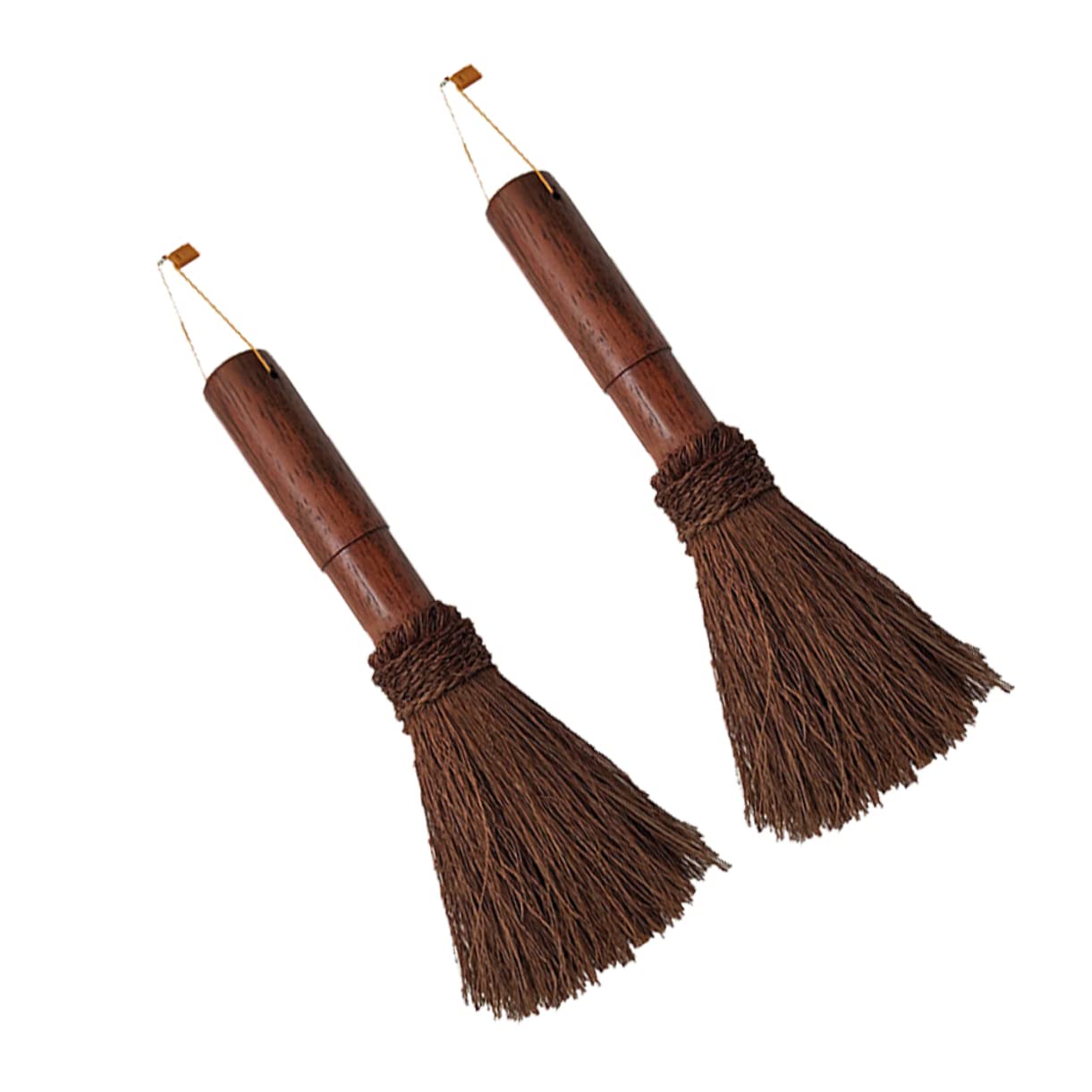 PRETYZOOM Handmade Coconut Fiber Pot Brush Dish Wand Brush for Kitchen Cleaning Wood Handle 24cm