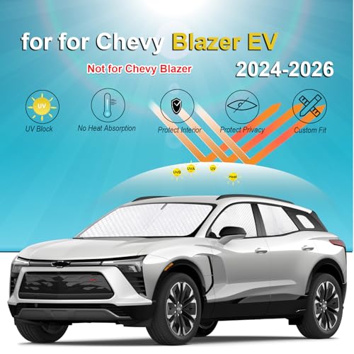 Image of KMF 8pcs Full Window Sun Shades Custom Fit for Chevy Chevrolet Blazer EV Accessories 2024 2025, Privacy Car Window Covers Sunshade for Windshield Side Rear, UV Block and Blackout for Car Camping /Baby