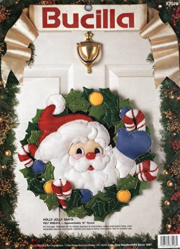Couronne de Noël Bucilla Holly Jolly Santa kit de broderie feutrine décoration murale