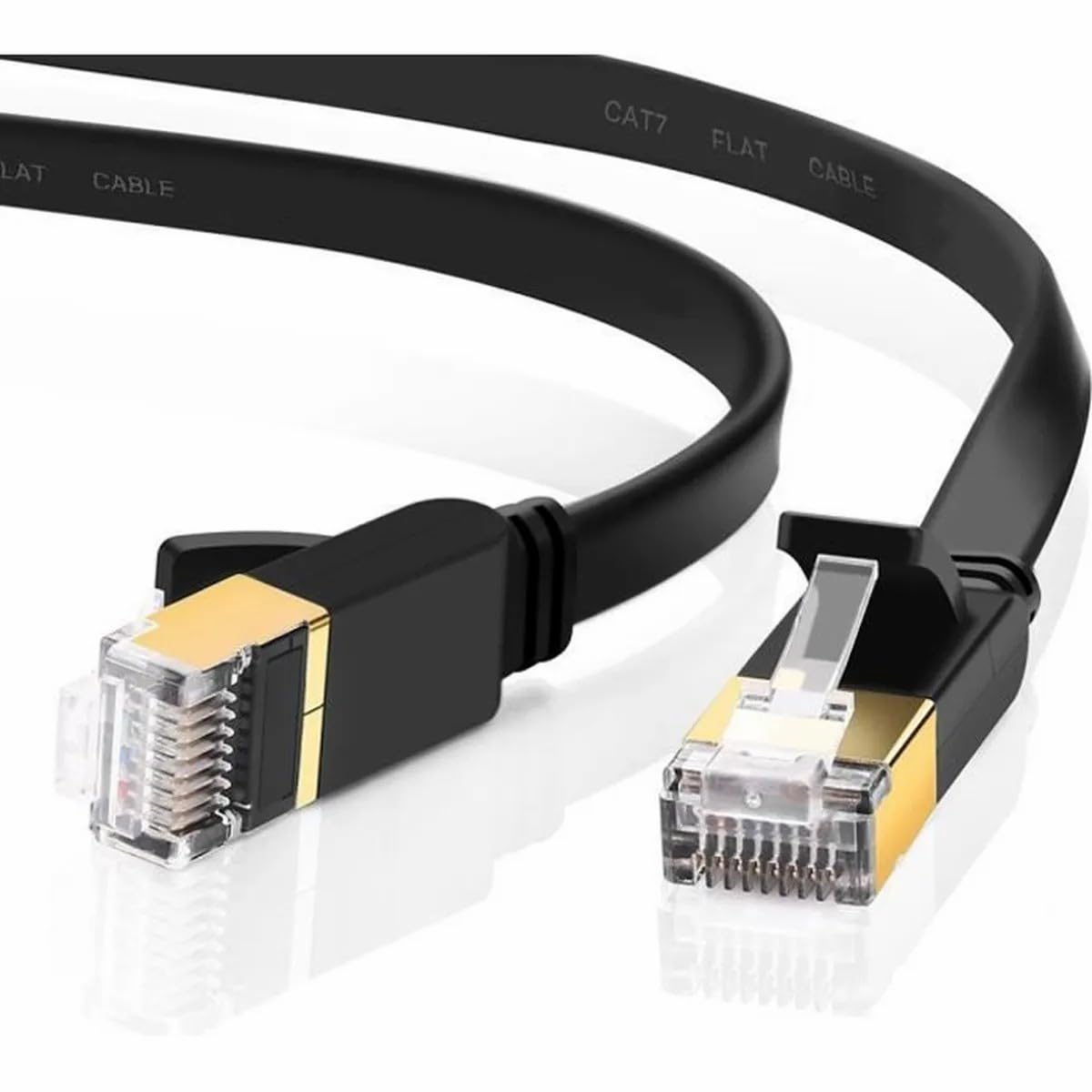 Visiodirect Lot de 5 Câbles Ethernet 20M Cat 7 Plat, Câble Réseau RJ45 10Gbps 600MHz Noir pour Routeur,TV Box,PC,Consoles Jeux,Modem