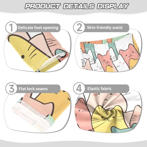 ALAZA Girls' Leggings Children's Yoga Pants Skinny Printed Dance Japanese Cat Comfortable 4T2