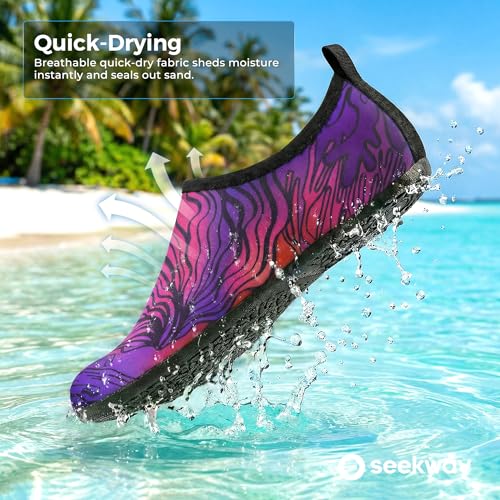Image of SEEKWAY Water Shoes Women Men Adult Quick-Dry Aqua Socks Barefoot Non Slip for Beach Swim River Pool Lake surf Black SK002(U)