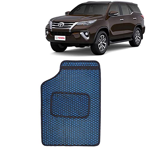 Image of Kingsway Dotted Design Car Floor Foot Mats Universal Fit for Toyota Fortuner, Model Year : 2017-2020, Water and Dustproof, Color Blue, Set of 5 Pieces