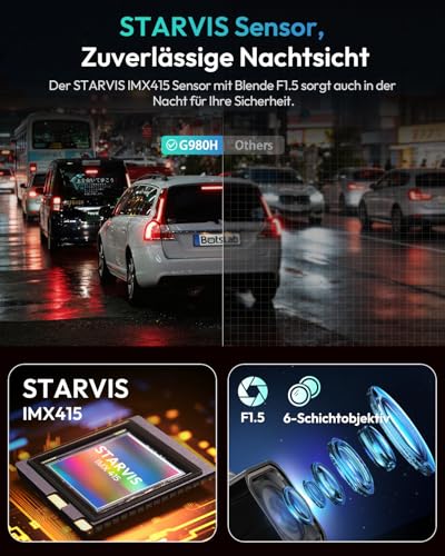 BOTSLAB Dashcam Auto Vorne Hinten, 4K Dashcam Auto GPS mit WiFi, Dual Autokamera mit ADAS, Nachtsicht, 170°Weitwinkel, 2,45" IPS, 24/7 Parküberwachung, Loop-Aufnahme (Enthält Keine Micro-SD-Karte) 3