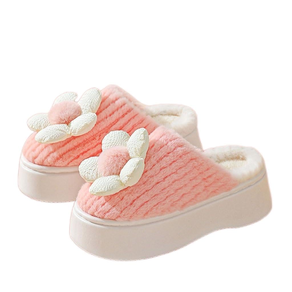 Pantoufles en coton de maison pour cocooning d'hiver, semelle épaisse chaude
