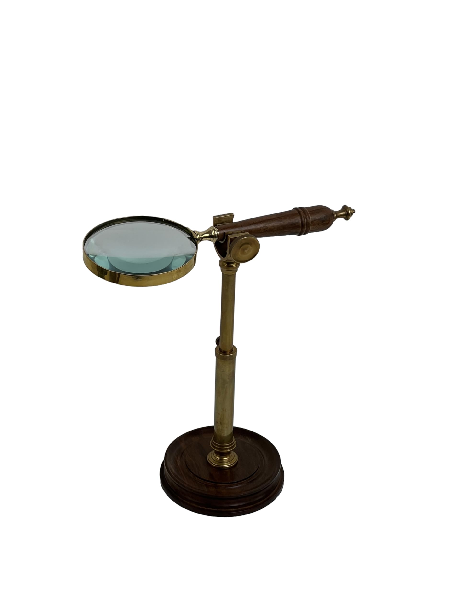 Lupa de soporte de latón antiguo con lente de 4 pulgadas, lupa de mesa vintage para lectura y coleccionables, lupa de escritorio ajustable para decoración del hogar y la oficina