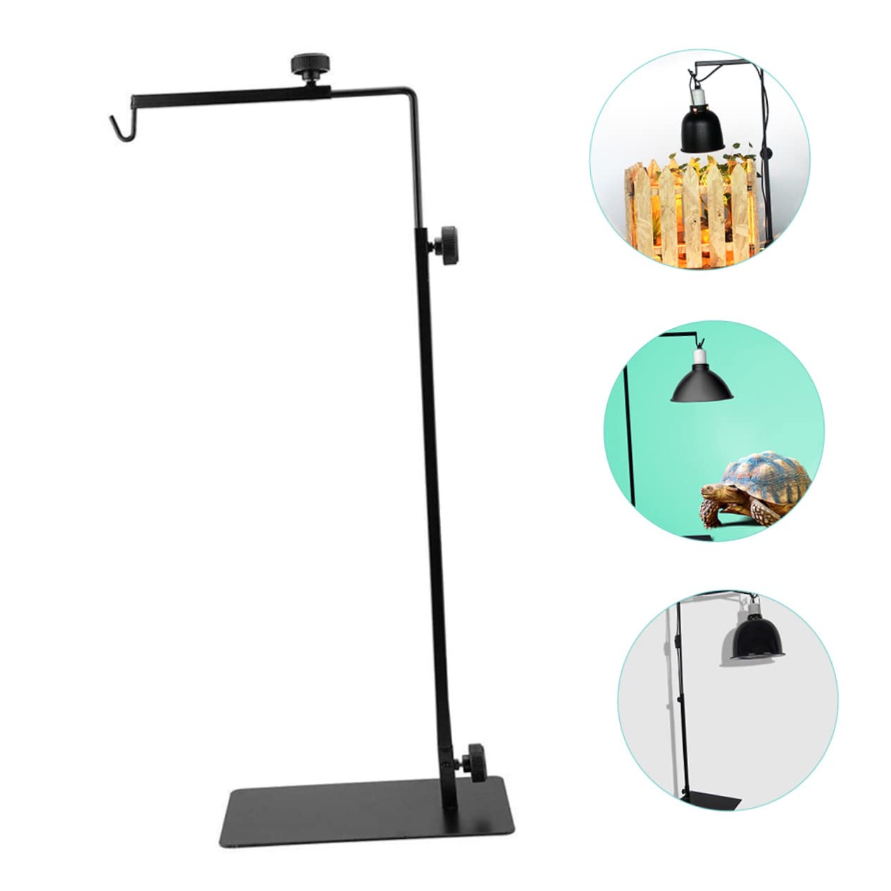 Supporto Regolabile in Metallo Nero e Lampada Rettili Resistente ad Alta Resistenza Lampade Riscaldanti per Terrari per Animali da Arrampicata
