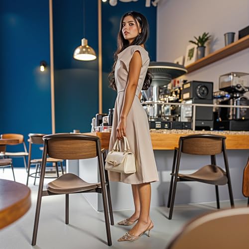 JORISTIMO Mesh Slingback Embroidered Kitten Heels for Women Pointed Closed Toe Pearl Heelsandles Pumps Wedding Party Dress Pumps Shoes3