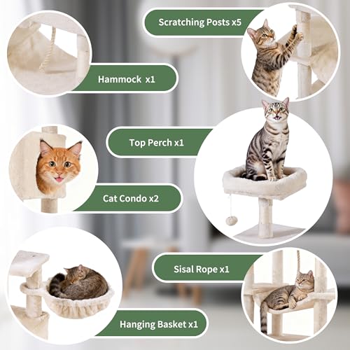Torre para Gatos de Interior 66 Pulgadas con Rascador miniatura 4