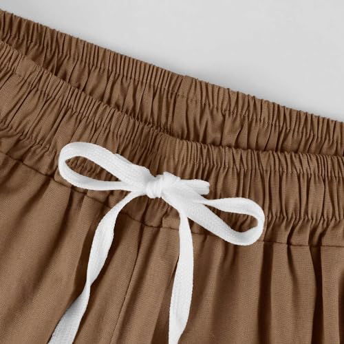 Women Casual High Waist Pants Summer Solid Long Palazzo Pants Beach Trousers Loose Business Work Office Trousers4