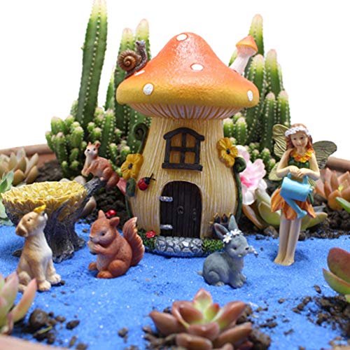 HEMOTON 6 peças mini cogumelos em miniatura de resina jardim de fadas ornamento colorido para decora