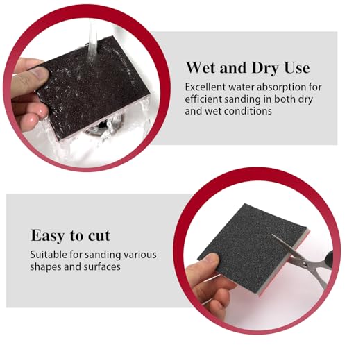 27 Pcs Sanding Sponge Pads, 120-3000 Grit Sandpaper Assortment, Wet Dry Washable Foam Sanding Block, Abrasive Sand Paper for Hand Sanders, Wood, Metal, Auto, Drywall, Furniture Polishing - Thumbnail 5