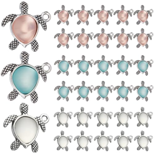Breloques tortue de mer PH PandaHall style tibétain et strass pour création bijoux x30