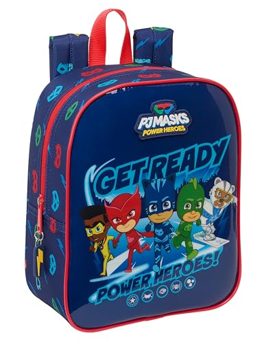 safta PJMASKS Ready - Zaino per bambini, zaino per bambini, zaino per scuola, adattabile al carrello, ideale per asilo, comodo e versatile, qualità e resistenza, 22 x 10 x 27 cm, colore blu marino,