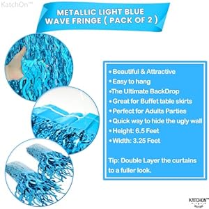 KatchOn, XtraLarge, Wavy Blue Foil Fringe Curtain - 3.2x6.5 Feet, Pack of 2 | Blue Water Beach Backdrop for Beach Party Decorations | Under The Sea Party Decorations | Blue Graduation Decorations 2025 KatchOn XtraLarge Wavy Blue Foil Fringe Curtain 32×65 Feet Pack of 2 Blue Water Beach Backdrop for Beach Party Decorations Under The Sea Party Decorations Blue Graduation Decorations 2025