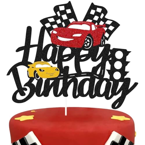 Decoración para Tarta de Coche 1 Pieza de Decoración de Tartas de Coche de Carreras para Cumpleaños, Decoración de Tarta Bandera de Carreras de Cuadros Decoración de Pastel Infantil