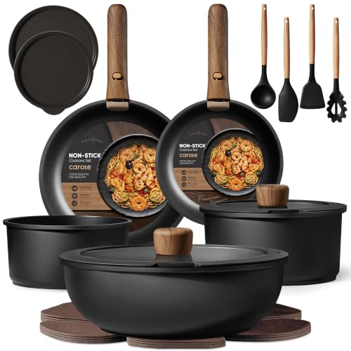 CAROTE 31pcs Pots and Pans Set Non Stick, Cookware Set Detachable Handle