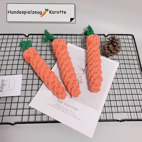 ZDQC 4 Stück Kauspielzeug Karotte, Hundespielzeug Seil Baumwolle, Hundeseilspielzeug, Interaktives Spielzeug Geflochtene