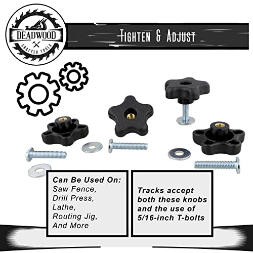 Dct 5 Star Knobs Kit 5/16In-18 Threaded Knob, Bolt With Knob, Clamping Knob Jig Knobs T Track Knobs And Bolts 4-Pack #TOP2