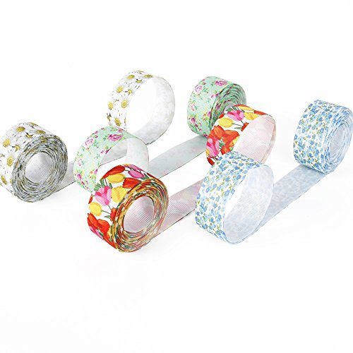 Floral Flower Printed Grosgrain Ribbon Tape 1" Wide X 40 Yards Total For Diy Handmade Hair Bow Wedding Festival Home Party Birthday Decorations Gift Packing (All Flowers Ribbon) #TOP2