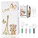 STENES Bling Wallet Phone Case Compatible with iPod Touch 5th/6th/7th - Stylish - 3D Handmade Eiffel Tower Bear Butterfly Design Leather Cover with Screen Protector & Cable Protector - Gold