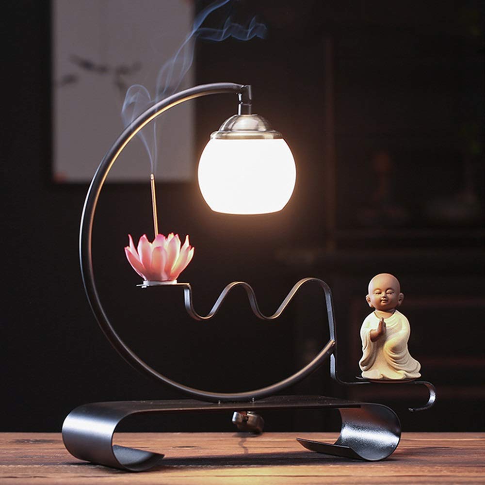 Kadzidełka w klasycznym stylu, naczynie do wędzenia z przepływem wstecznym, światło nocne, lampa kadzidełkowa lotosu, lampa stołowa, dekoracja do domu, biura, jogi (jeden rozmiar), A, rozmiar