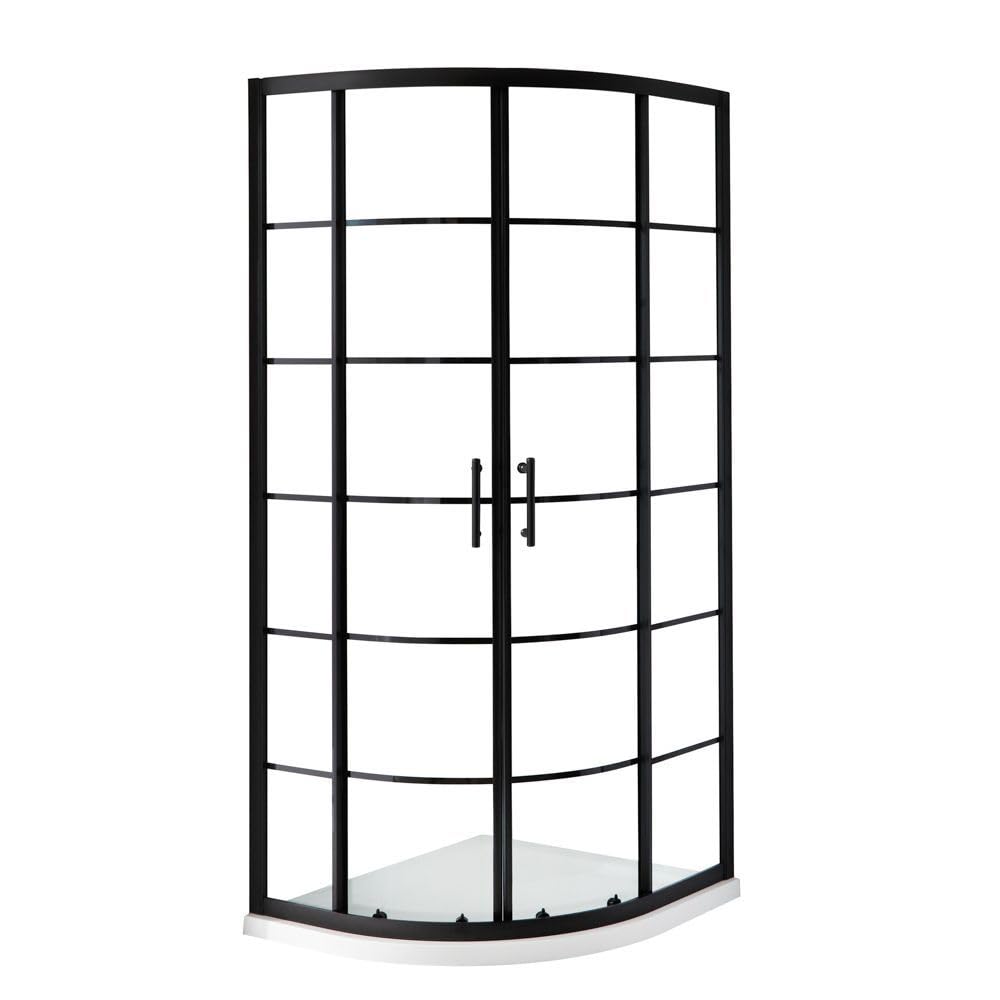 Milano Barq Black Grid Quadrant Shower Enclosure White Tray - 700mm x 700mm