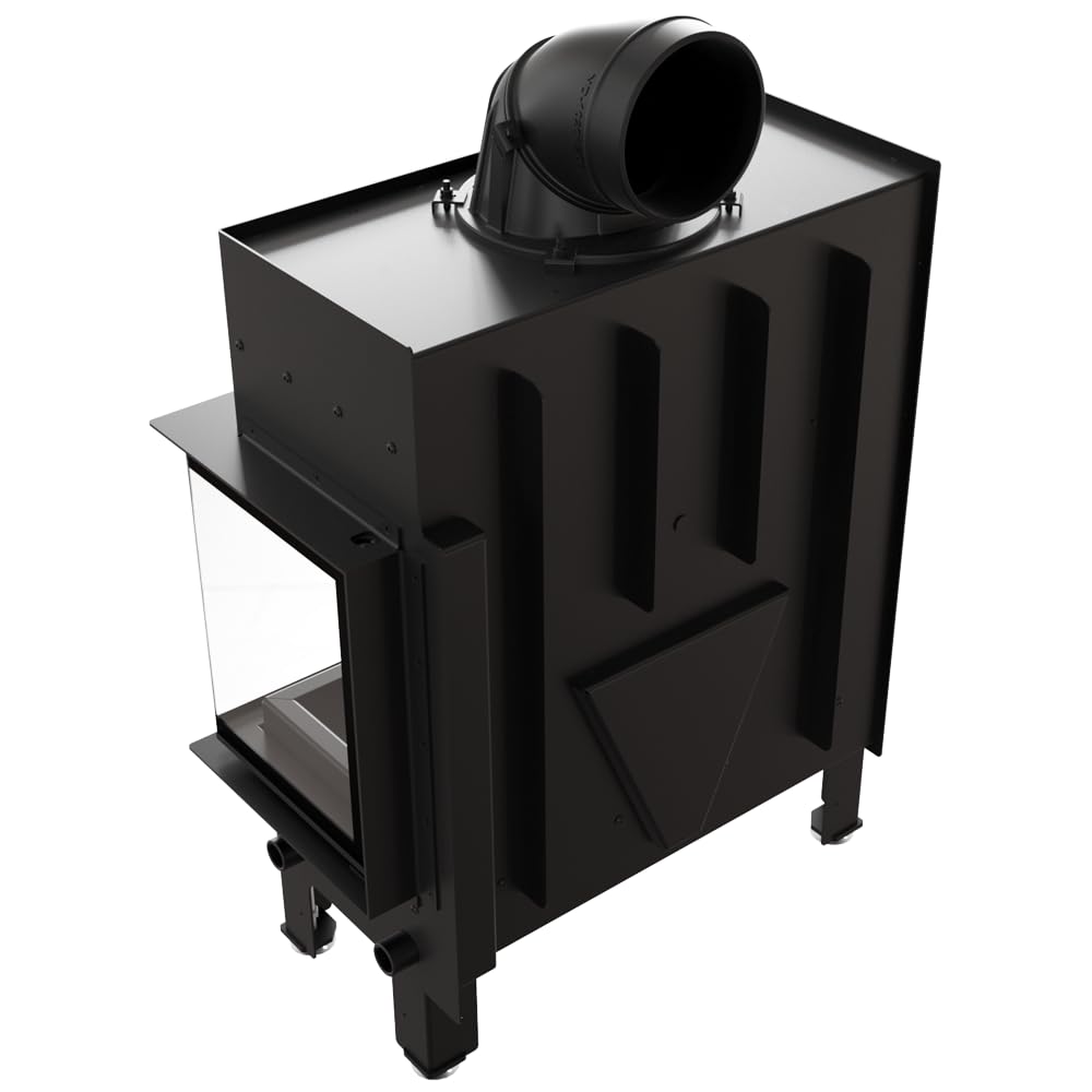 KRATKI Kaminofen Floki M Rechts – Stahl-Kamin 10 kW mit Ø 200 mm Anschluss, schwarzem Thermotec, Schließfunktion & Glass-Glas für effiziente Verbrennung