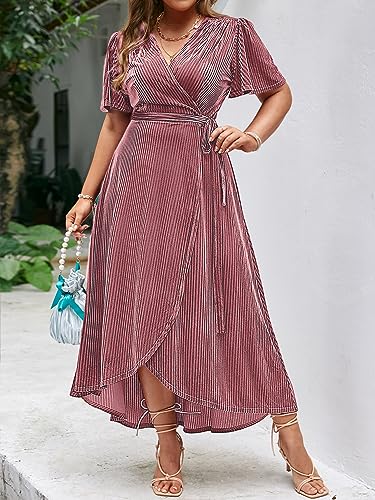 Image of BerryGo Women's Velvet V Neck Wrap Semi Formal Dress Cocktail Party Maxi Dress for Wedding Guest