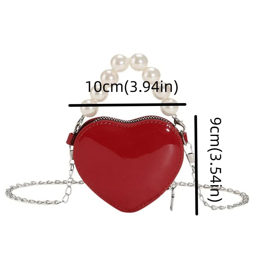 Heart Shaped Purse for Women,Small Crossbody Purses,Mini Crossbody Bag,Heart Crossbody Bag,Shoulder Bag with Metal Pearl Chain2