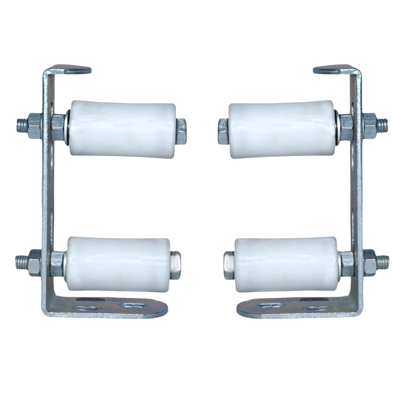 QUORA Metal Heavy Duty Adjustabl Sliding Gate Guide Rollerr Door Roller with Double Ball Bearing Nylon Wheels for Heavy Industrial Sliding Gates (Set of 2)