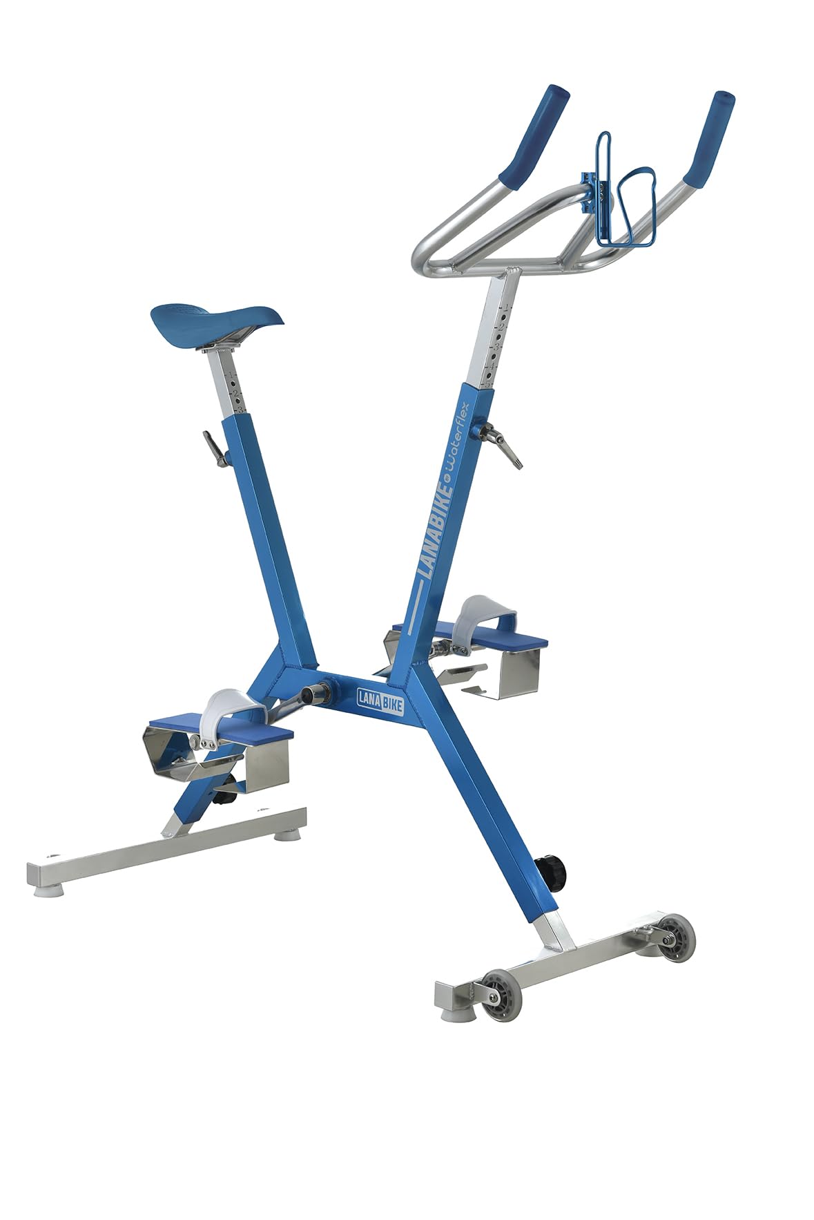 Aquabike Lanabike - Vélo Aquatique pour Piscine - Tout Bassin - Selle Ergonomique - Guidon Sport - Pédales Antidérapantes - Réglages Click & Turn - Bleu - Waterflex, Large, (WX-LANA-BL)