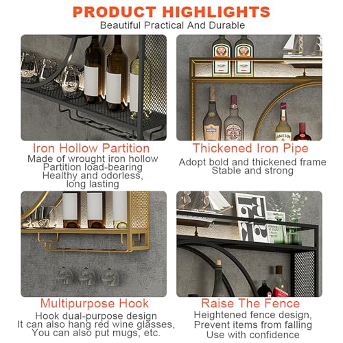Soporte para botellas de vino con luces LED y montaje en pared miniatura 3