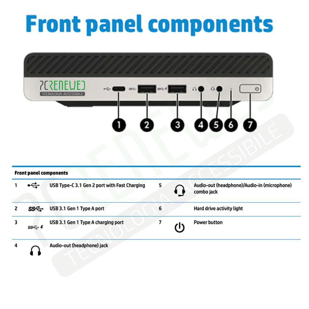 HP EliteDesk 600 G4 Mini PC Desktop | Intel Core i5 | 16 Go RAM DDR4 | SSD 256 Go | Wi-FI | Windows 11 Pro + Office 2021 (Reconditionné)