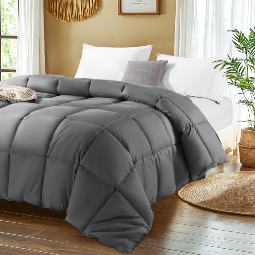 Shilucheng Goose Feather Down Comforter King Size, 100% Cotton Cover - image 1