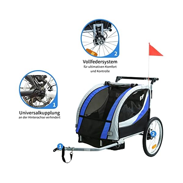 Tiggo Kinderanhänger mit Federung Jogger 2 in 1 Kinderfahrradanhänger Fahrradanhänger Anhänger – Bild 22
