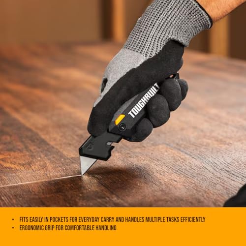 Image of ToughBuilt - Sub-Compact Folding Utility Knife, 4 inch Closed EDC Design with Wire Cutter /Stripper, Button Lock & Tool-Free Blade Change (TB-H4-12-C)