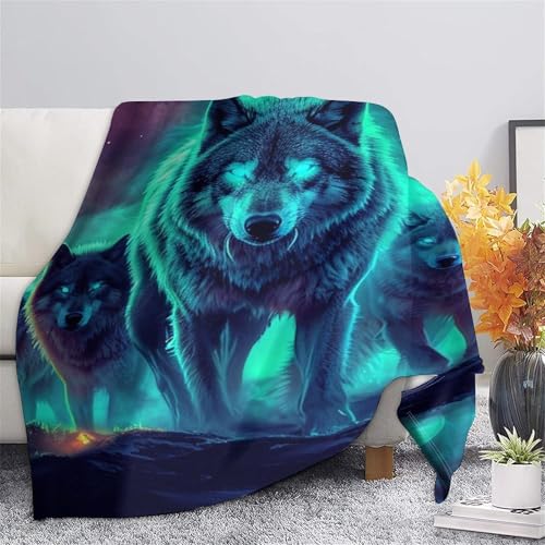 Couverture loup coloré chaude et moelleuse en maille douce - 7