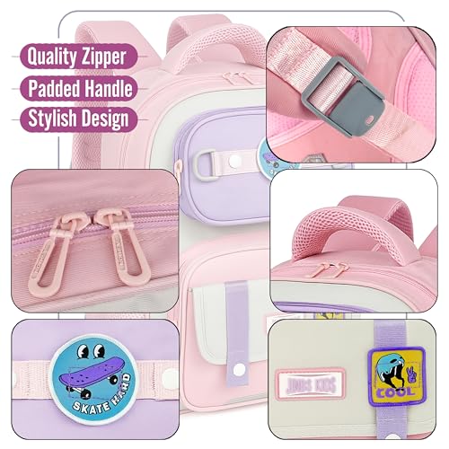 Image of Storite School Bag for Kids Girls 14L| Skateboard Theme Backpack for Boys & Girls |Lightweight Durable Backpack with Cartoon Patches |Casual Travel Bag for Class 5-8 Students