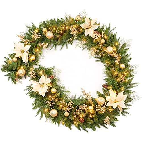 AMERZEST 9Ft Christmas Garland Prelit with Gold...
