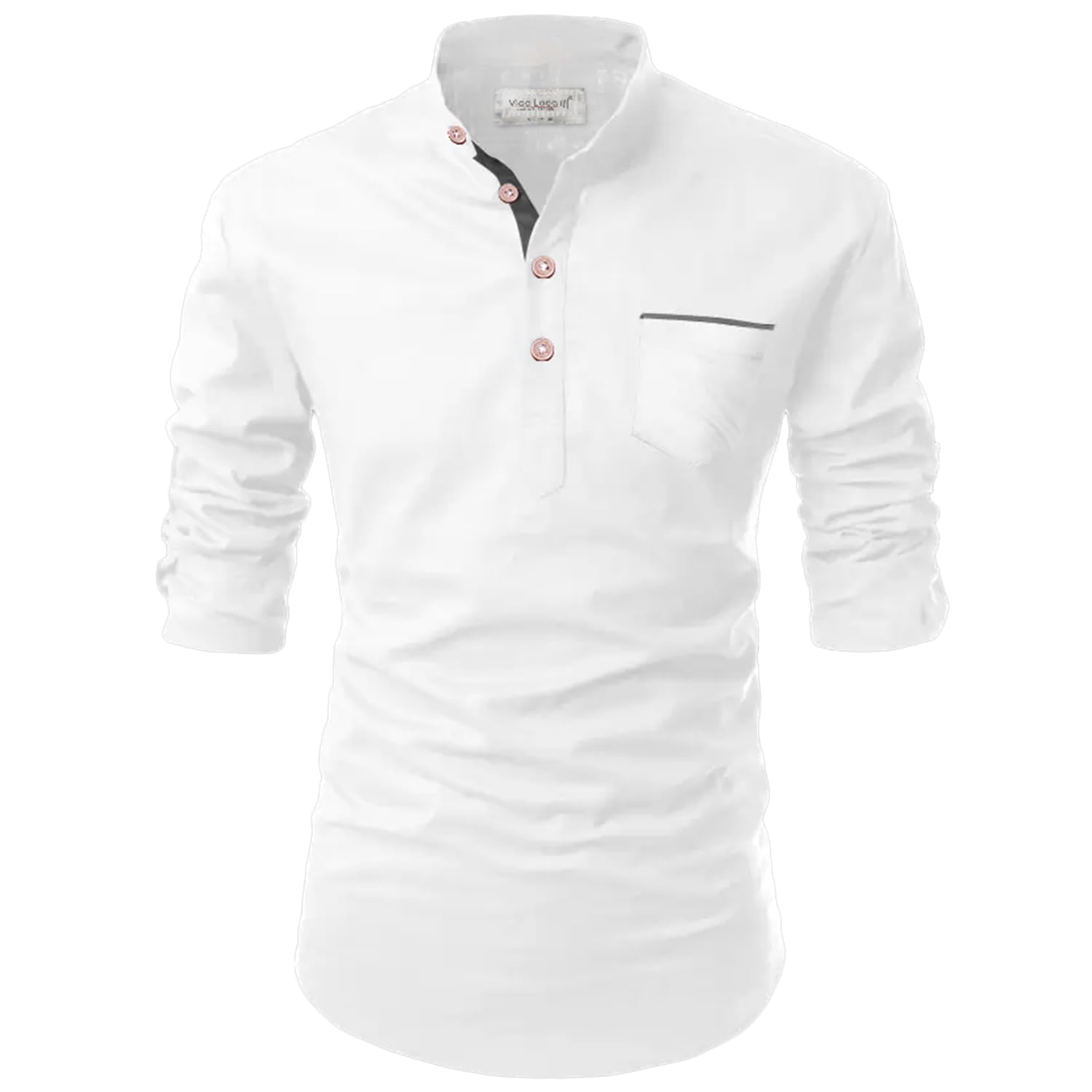 vida loca Full Sleeve Chinese/Rounded/Mandarin Collar Cotton Casual, Party, Festival Stylish Latest Short Length Slim fit Kurta Style Shirt for Men and Boys.-picture-29
