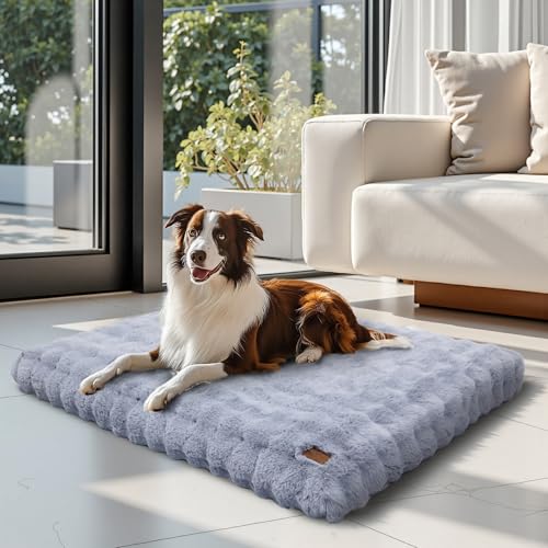 BingoPaw Hundebett Grosse Hunde waschbar: XXL Hundebetten flauschig Plüsch Hundematte für große Hunde, Hundekissen wasserdicht abnehmbar rutschfest, beruhigendes Haustierbett Grau, 120x90x12 cm