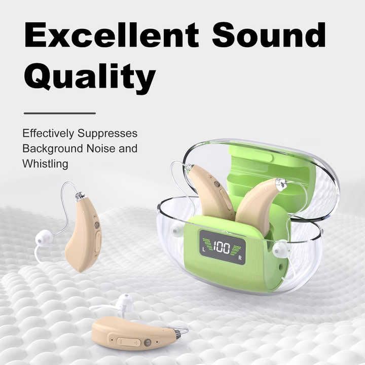 Image of Wireless Hearing AID Rechargeable Ear Hearing Machine for upto 65% Hearing Loss /Bionic Ear Sound Amplifier for Old Age BEIGE