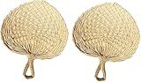 SUNNYHILL Pack of 2 Vietnam Hand Fan Dried Palm Leaves Fan is Delicately Woven by Hand.