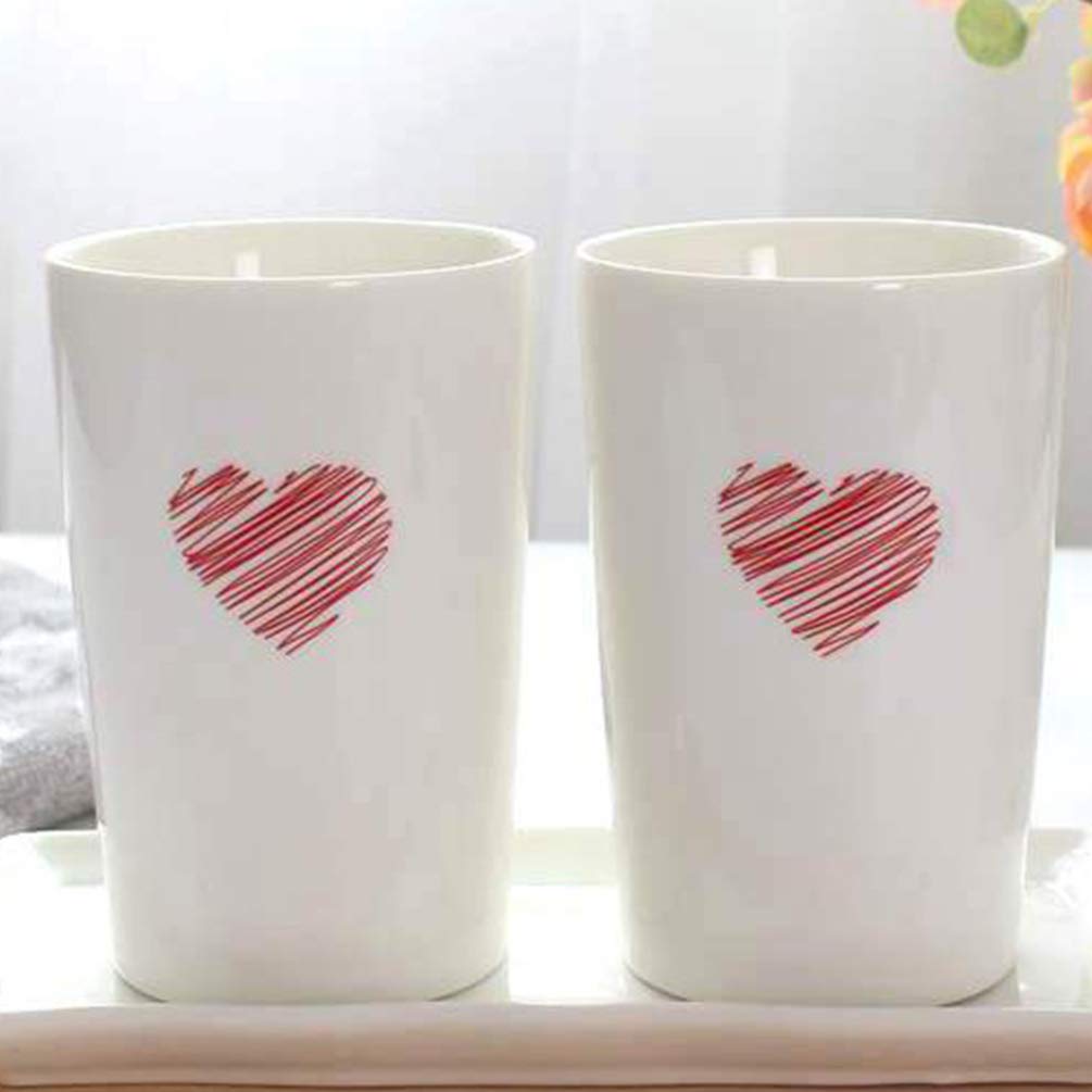 Zerodeko Tazze Risciacquo Pezzi 2 di Coppia da Rosso Ceramica | Uso Bagno Casa Hotel, Superficie Liscia e Struttura Robusta, Stile Semplice Creativo