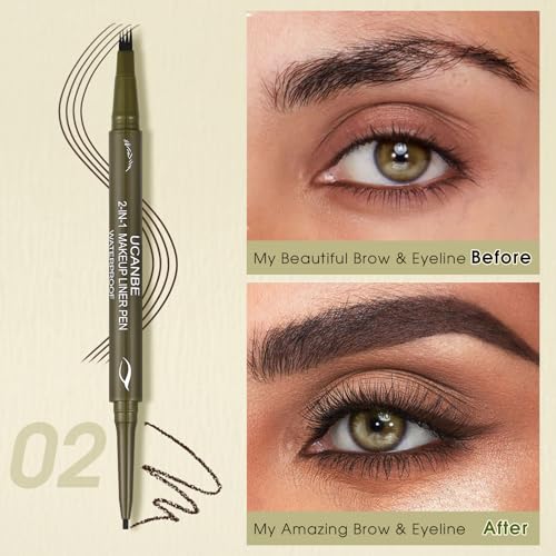 UCANBE Lápiz de cejas dual con delineador gel Classic Brown miniatura 3