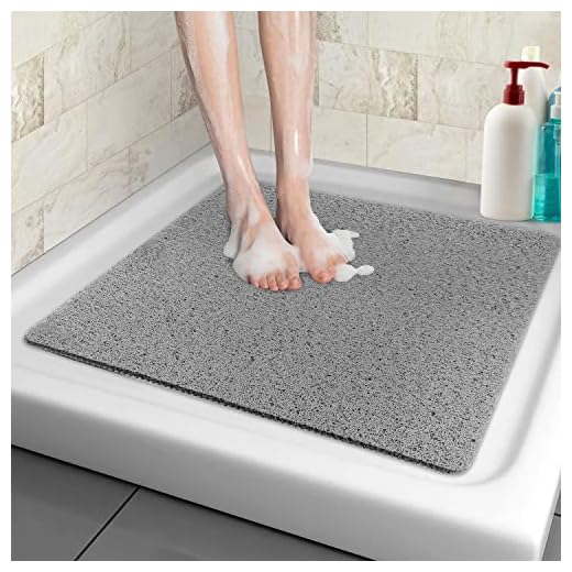 Tapis de Douche antidérapant, 60*60cm, Tapis de Bain de Sécurité Confort Doux avec Trous de Drainage, Tapis de Douche de Massage en PVC Luffa pour Zones Humides, Séchage Rapide